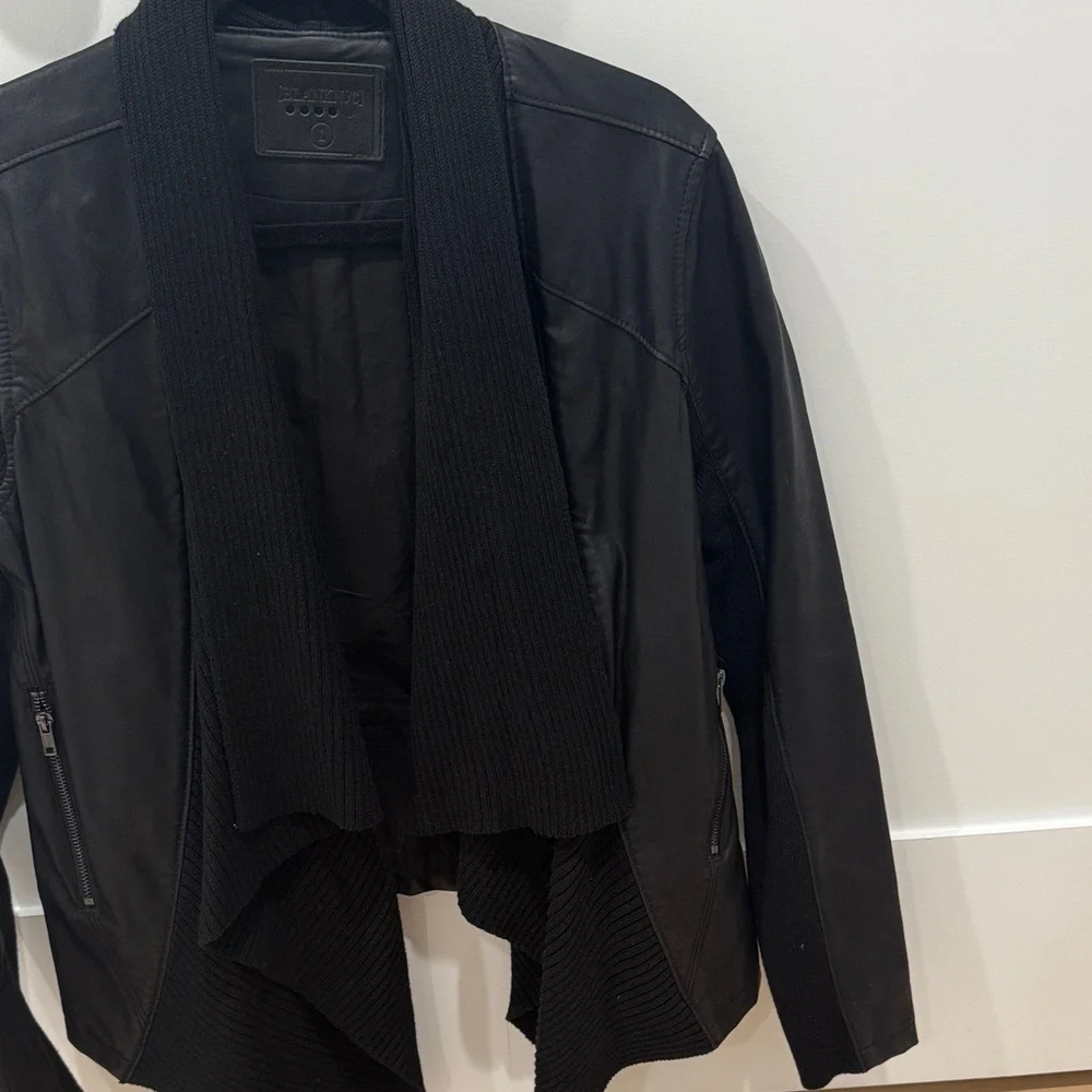 Blank NYC Black Draped Leather Jacket - Picture 3 of 5